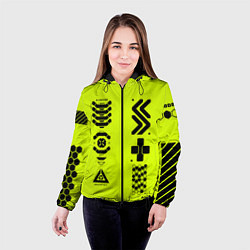 Куртка с капюшоном женская Кибер текстура - ядовитая, цвет: 3D-черный — фото 2