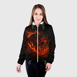 Куртка с капюшоном женская Инфернальный волк, цвет: 3D-белый — фото 2