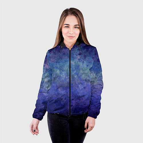 Женская куртка Абстракция - blue tunnel / 3D-Черный – фото 4