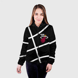 Куртка с капюшоном женская Майами Хит - баскетбольный линии, цвет: 3D-черный — фото 2
