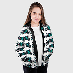 Куртка с капюшоном женская Motorbike light blue, цвет: 3D-черный — фото 2