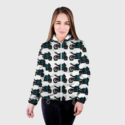 Куртка с капюшоном женская Motorbike blue, цвет: 3D-белый — фото 2