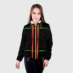 Куртка с капюшоном женская Neon green black red line, цвет: 3D-белый — фото 2