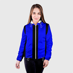 Куртка с капюшоном женская Color blue black stripes, цвет: 3D-белый — фото 2