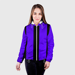 Куртка с капюшоном женская Color purple black stripes, цвет: 3D-белый — фото 2