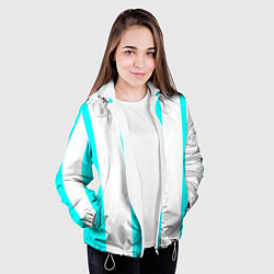 Куртка с капюшоном женская Color light blue white lines, цвет: 3D-белый — фото 2
