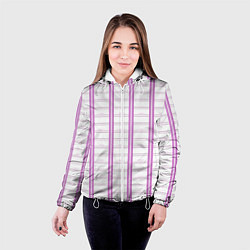 Куртка с капюшоном женская Color white cage pink line, цвет: 3D-белый — фото 2