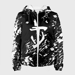 Куртка с капюшоном женская Doom белые краски штрихи, цвет: 3D-белый