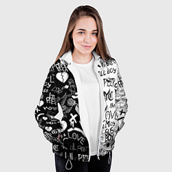 Куртка с капюшоном женская Doom x liil peep pattern black, цвет: 3D-белый — фото 2