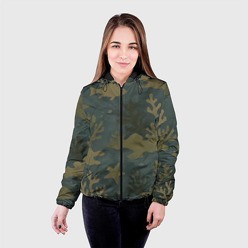 Женская куртка Подводный камуфляж из рыб / 3D-Черный – фото 4