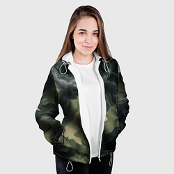 Куртка с капюшоном женская Камуфляжная ткань с дымом, цвет: 3D-белый — фото 2