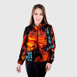 Куртка с капюшоном женская Абстрактная текстура рыжего пламени, цвет: 3D-черный — фото 2