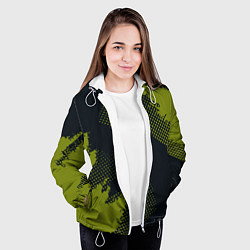 Куртка с капюшоном женская Абстрактная текстура в зеленом, цвет: 3D-белый — фото 2