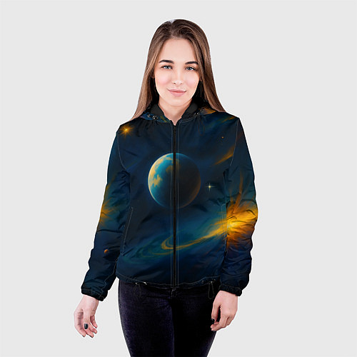 Женская куртка Пространство Вселенной / 3D-Черный – фото 4