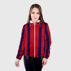 Куртка с капюшоном женская Color black red stripes, цвет: 3D-белый — фото 2