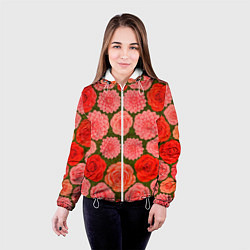 Куртка с капюшоном женская Цветочная поляна паттерн, цвет: 3D-белый — фото 2