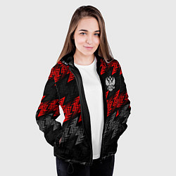 Куртка с капюшоном женская Униформа России - красный, цвет: 3D-черный — фото 2