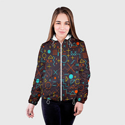 Куртка с капюшоном женская Different shapes of geometry, цвет: 3D-белый — фото 2