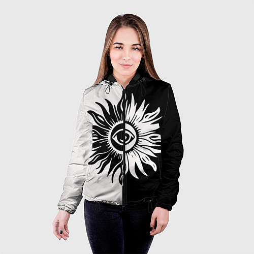 Женская куртка Солнце черно-белое / 3D-Черный – фото 4