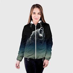 Куртка с капюшоном женская Бурый в гневе - градиент, цвет: 3D-белый — фото 2
