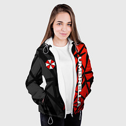 Куртка с капюшоном женская Umbrella corp - красные фрагменты, цвет: 3D-белый — фото 2