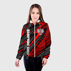 Куртка с капюшоном женская Федерация бокса России - красный спорт, цвет: 3D-белый — фото 2