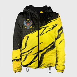 Куртка с капюшоном женская Российская империя - Желтые потертости, цвет: 3D-черный