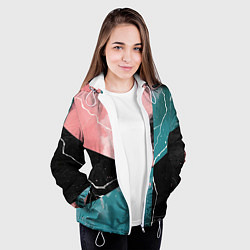 Куртка с капюшоном женская Абстракция звёдного неба и молнии, цвет: 3D-белый — фото 2