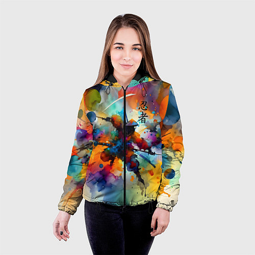 Женская куртка Ninja - watercolor impressionism / 3D-Черный – фото 4