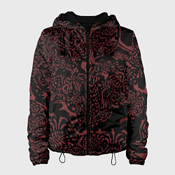 Куртка с капюшоном женская Чёрно-красный лёгкая абстракция, цвет: 3D-черный