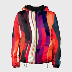 Куртка с капюшоном женская Красный абстрактные волнистые полосы, цвет: 3D-черный
