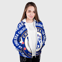 Куртка с капюшоном женская Челси надписи по кругу и логотип, цвет: 3D-белый — фото 2