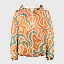 Куртка с капюшоном женская Цветочная волна, цвет: 3D-белый