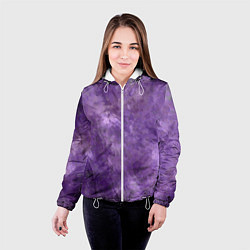 Куртка с капюшоном женская Абстракция - violet oil painting, цвет: 3D-белый — фото 2