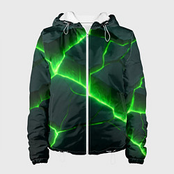 Куртка с капюшоном женская Кислотный зеленый свет из плит, цвет: 3D-белый