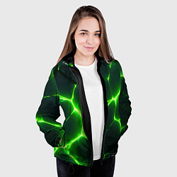Куртка с капюшоном женская Кислотный зеленый разлом, цвет: 3D-черный — фото 2