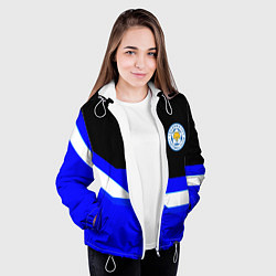 Куртка с капюшоном женская Лестер Сити спорт геометрия, цвет: 3D-белый — фото 2