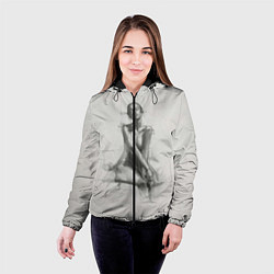 Куртка с капюшоном женская Скетч красивой девушки, цвет: 3D-черный — фото 2