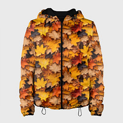 Куртка с капюшоном женская Камуфляж из кленовых листьев, цвет: 3D-черный