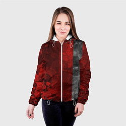 Куртка с капюшоном женская Багровый гранж с черепом, цвет: 3D-белый — фото 2