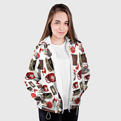 Куртка с капюшоном женская Неваляшка утюг ретро авоська петушок телефон, цвет: 3D-белый — фото 2