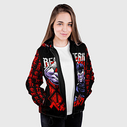 Куртка с капюшоном женская Берсерк и иероглифы, цвет: 3D-черный — фото 2