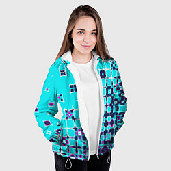 Куртка с капюшоном женская Геометрическая метаморфоза на бирюзе, цвет: 3D-белый — фото 2