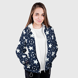 Куртка с капюшоном женская Звезды, квадраты, сердечки, цвет: 3D-белый — фото 2