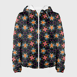 Куртка с капюшоном женская Цветочно-геометрический узор, цвет: 3D-белый