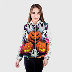 Куртка с капюшоном женская Happy Halloween 25, цвет: 3D-белый — фото 2