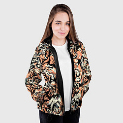 Куртка с капюшоном женская Абстрактный паттерн персиковый, цвет: 3D-черный — фото 2