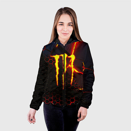 Женская куртка Monster energy броня краски / 3D-Черный – фото 4