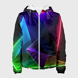 Куртка с капюшоном женская Neon colored geometric shapes, цвет: 3D-белый