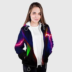 Куртка с капюшоном женская Neon colored geometric, цвет: 3D-белый — фото 2